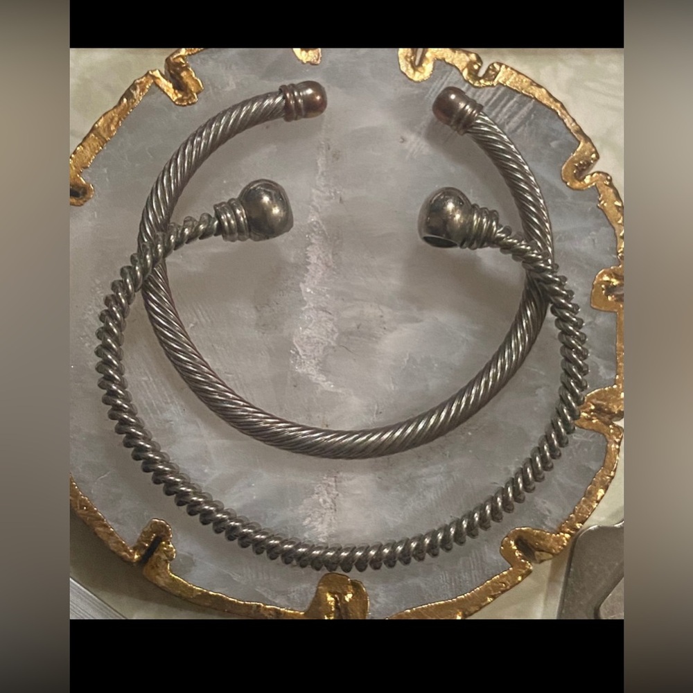 Two Silver Tone Cuff Bracelets #9266 you get both